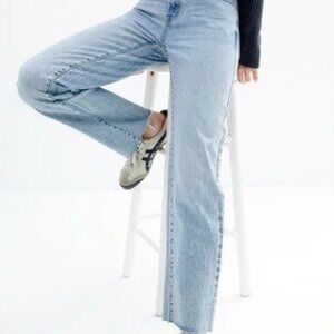 PACSUN 90s Stretch Straight Women's Jeans 29 Raw Hem Light Wash High Waisted